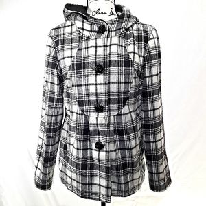 Pink Evelope Black & White Plaid Lined Jacket Sz L
